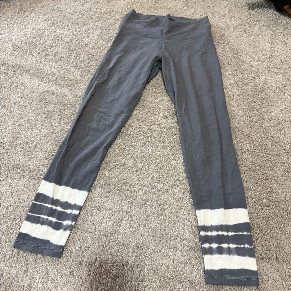 Aerie Charcoal Leggings with Cream Tie-Dye